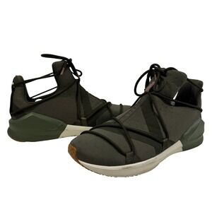 Puma Women's High Top Sneakers Olive Green‎ Wrap Lace Casual Shoes Size 8.5